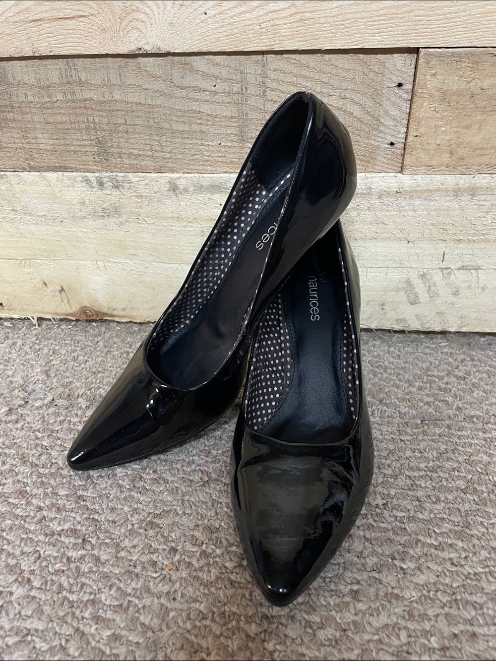 Maurices size 8.5 Shiny Black Pointed-Toe Heels